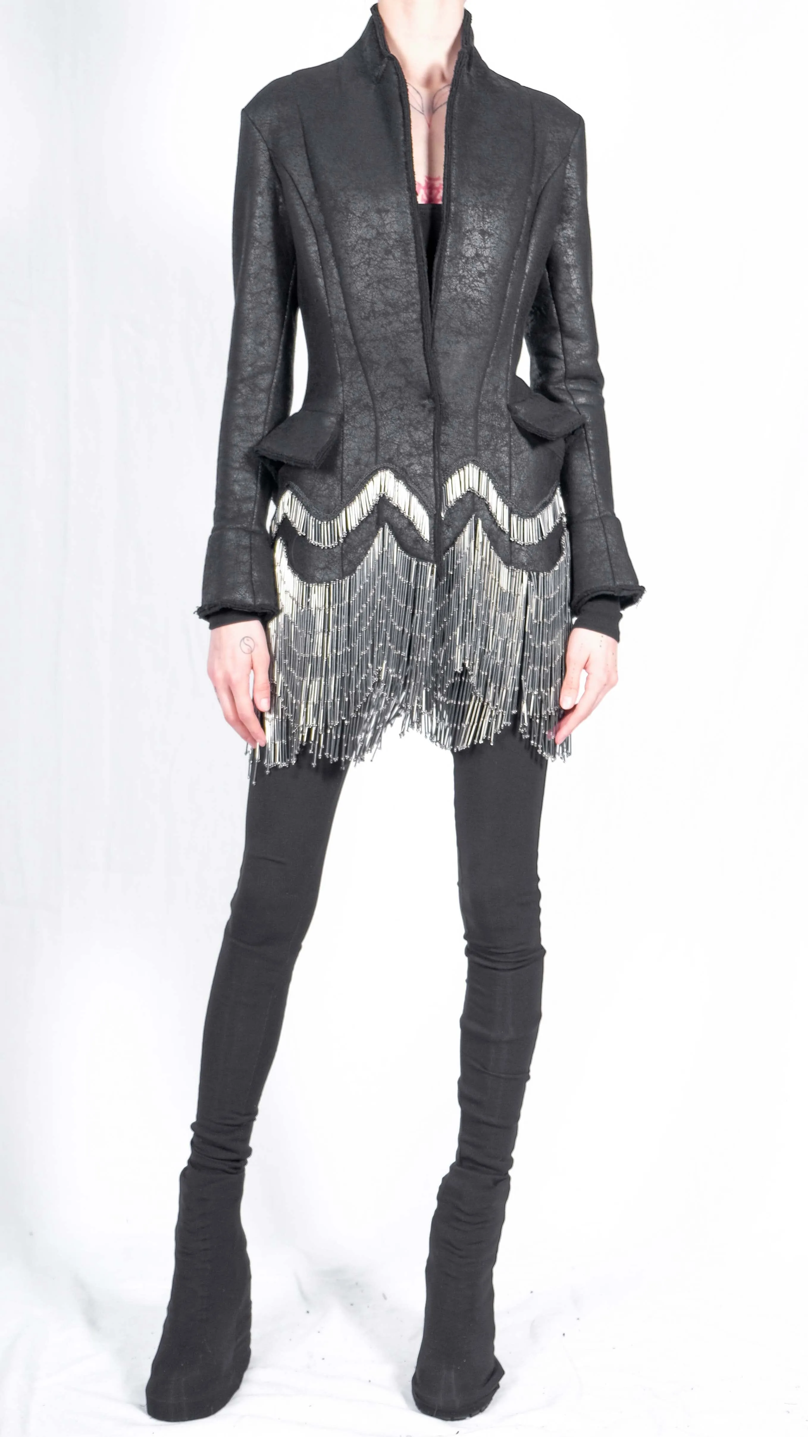 Leather Effect Blazer with Application