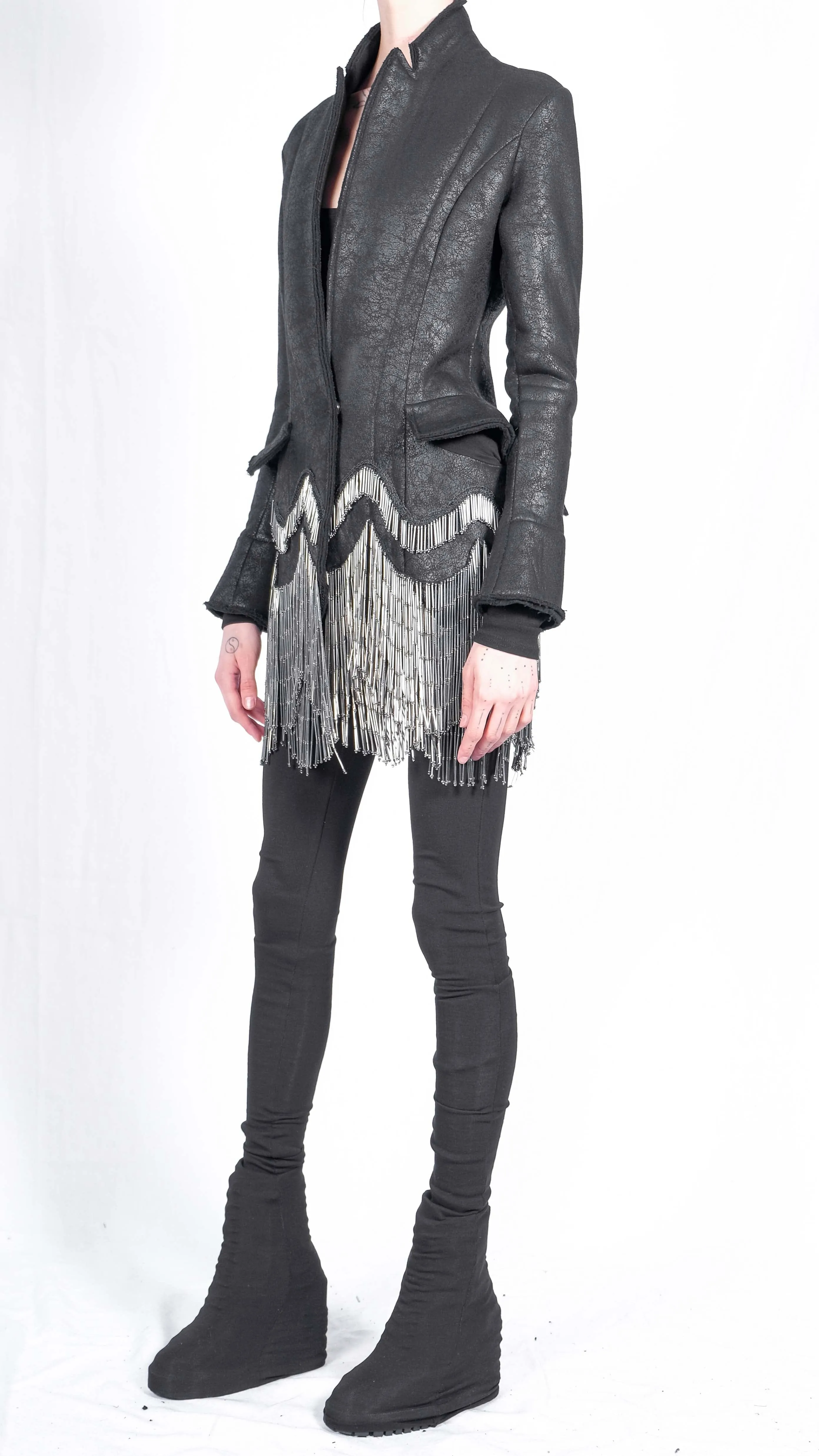 Leather Effect Blazer with Application