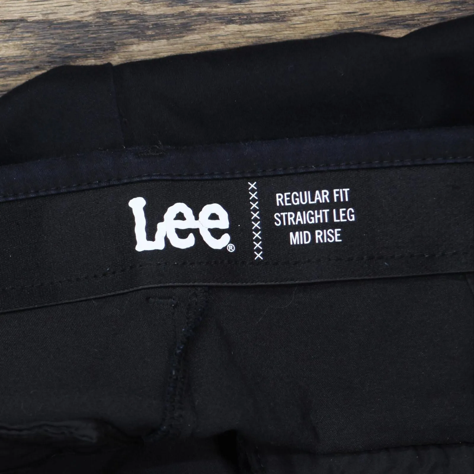 Lee Womens Regular Fit Straight Leg Mid Rise Stretch Pants Black 10