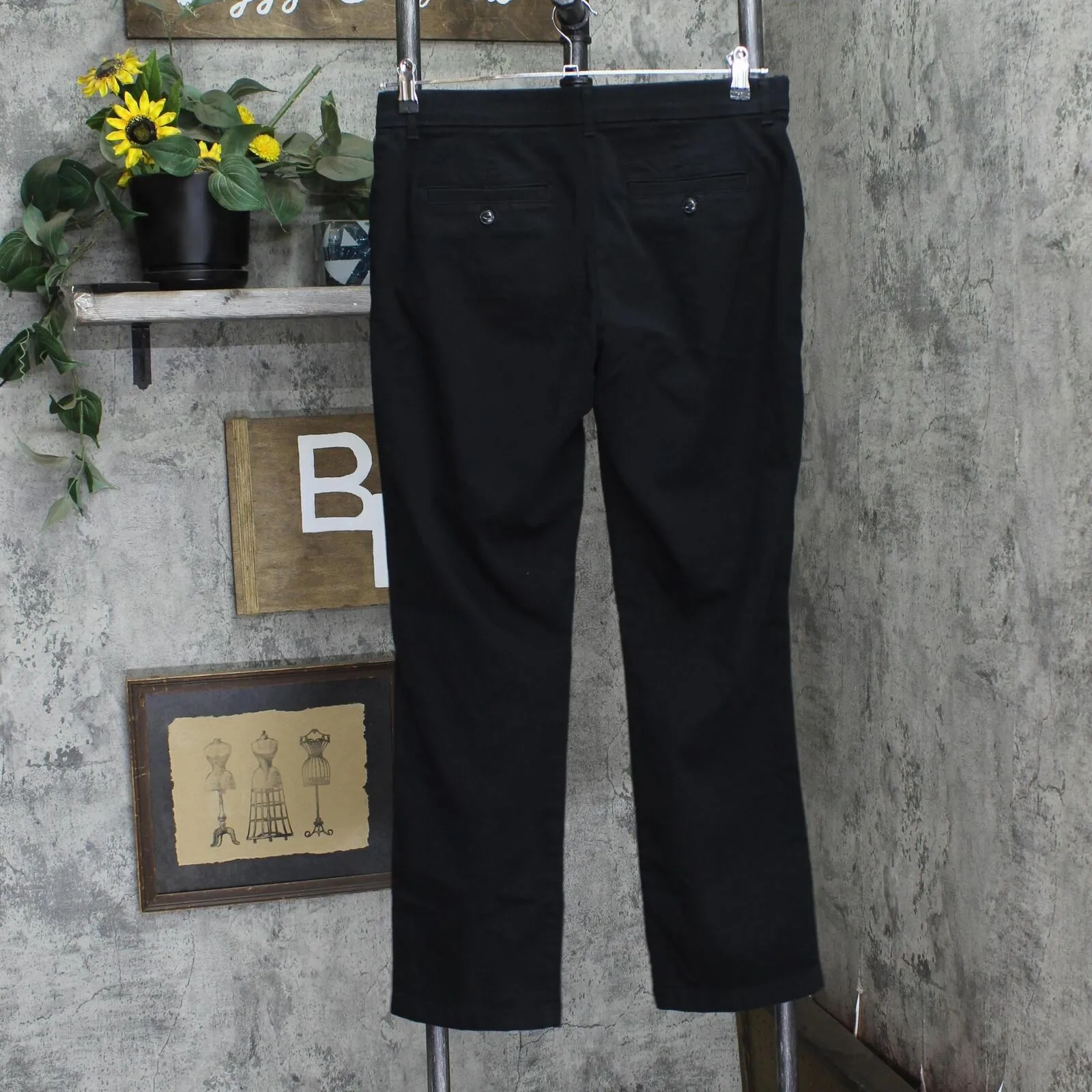 Lee Womens Regular Fit Straight Leg Mid Rise Stretch Pants Black 10
