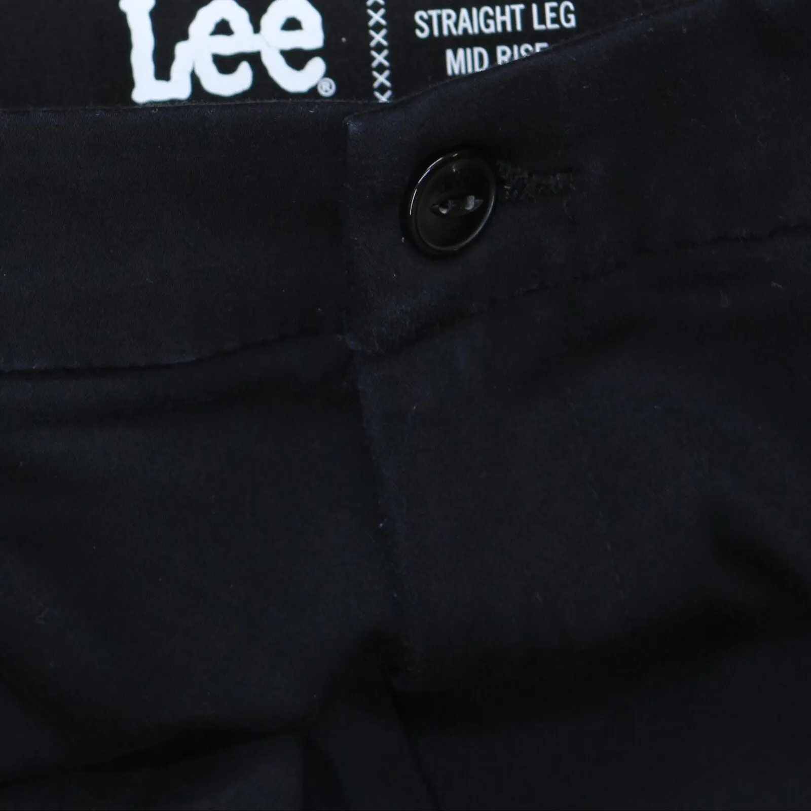 Lee Womens Regular Fit Straight Leg Mid Rise Stretch Pants Black 10