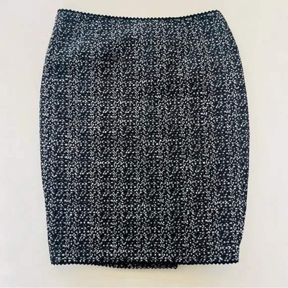 Leon Max Black Herringbone Front Slit Mini Pencil Skirt 6