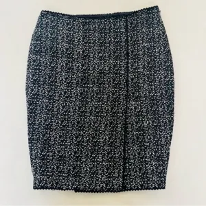 Leon Max Black Herringbone Front Slit Mini Pencil Skirt 6