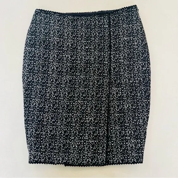 Leon Max Black Herringbone Front Slit Mini Pencil Skirt 6