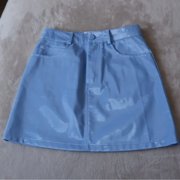 LESS COYOTES DES PARIS Puck PVC Blue Mini Skirt