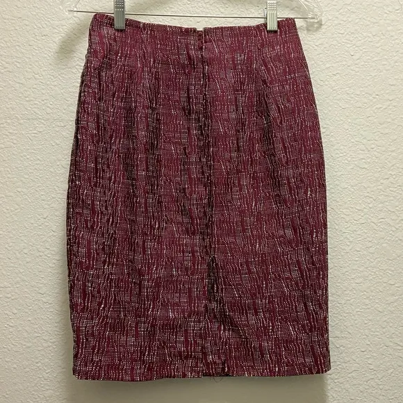 LIKE 🆕 The Limited Pencil Skirt - Textured Maroon w/ White - Midi Length