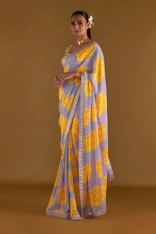 Lilac Sunshine Mimosas Saree