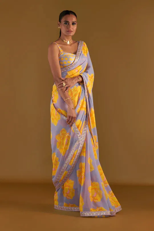 Lilac Sunshine Mimosas Saree