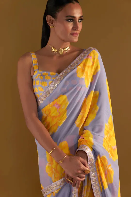 Lilac Sunshine Mimosas Saree