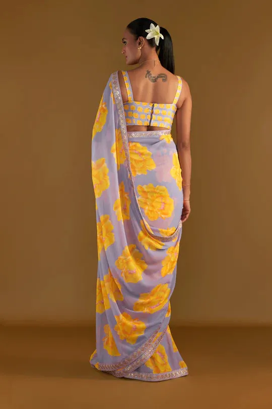 Lilac Sunshine Mimosas Saree