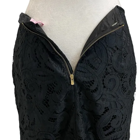 Lilly Pulitzer Black Lace Hyacinth Knee Length Pencil Skirt