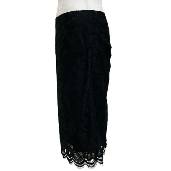 Lilly Pulitzer Black Lace Hyacinth Knee Length Pencil Skirt