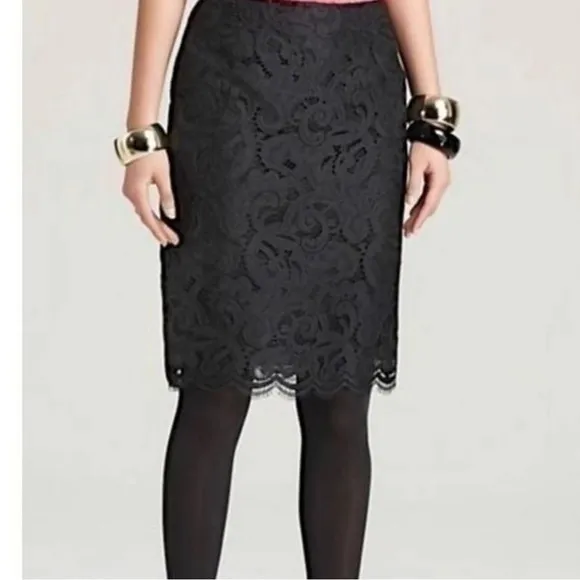 Lilly Pulitzer Black Lace Hyacinth Knee Length Pencil Skirt