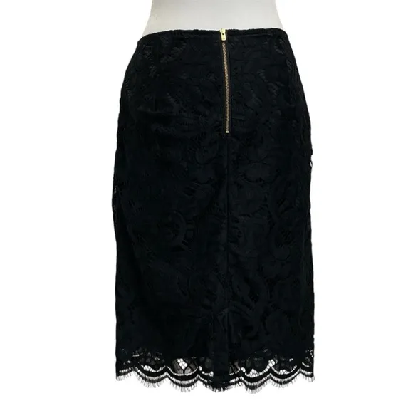 Lilly Pulitzer Black Lace Hyacinth Knee Length Pencil Skirt