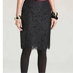 Lilly Pulitzer Black Lace Hyacinth Knee Length Pencil Skirt