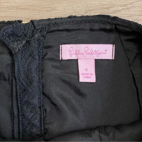 Lilly Pulitzer Black Lace Hyacinth Knee Length Pencil Skirt