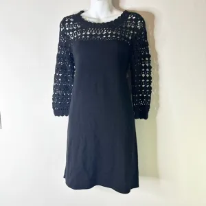 LILLY PULITZER Kariana Dress Womens S Black Crocket Merino Wool 3/4 Sleeve NWOT
