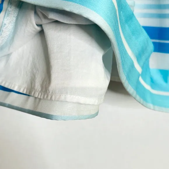 Lilly Pulitzer Kiera Blue Dress Wrapping Silk Organza Stripe Turquoise SZ 0