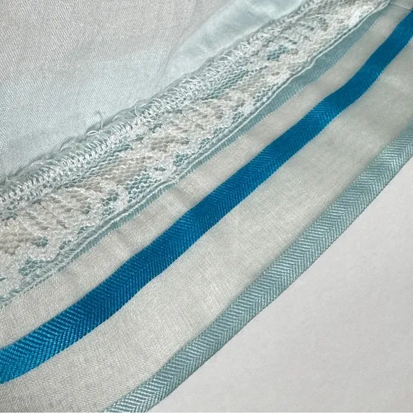 Lilly Pulitzer Kiera Blue Dress Wrapping Silk Organza Stripe Turquoise SZ 0