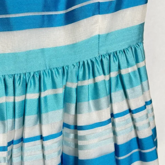 Lilly Pulitzer Kiera Blue Dress Wrapping Silk Organza Stripe Turquoise SZ 0