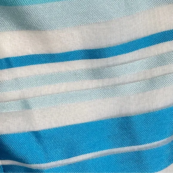 Lilly Pulitzer Kiera Blue Dress Wrapping Silk Organza Stripe Turquoise SZ 0