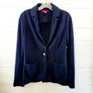 Lilly Pulitzer Women's Black Stretch Button Up Blazer Jacket, Size Small