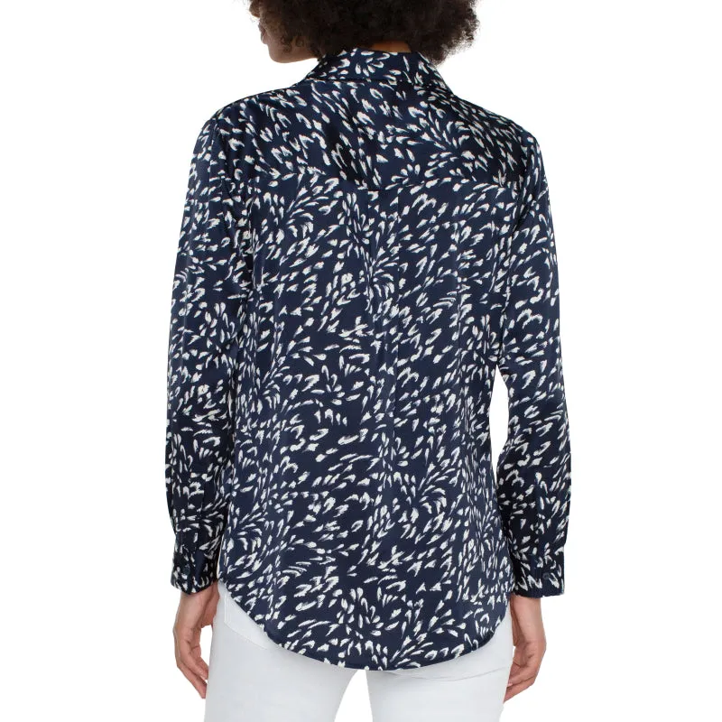 Liverpool Flap Pocket Button Front Woven Blouse