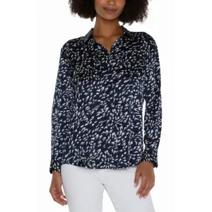 Liverpool Flap Pocket Button Front Woven Blouse