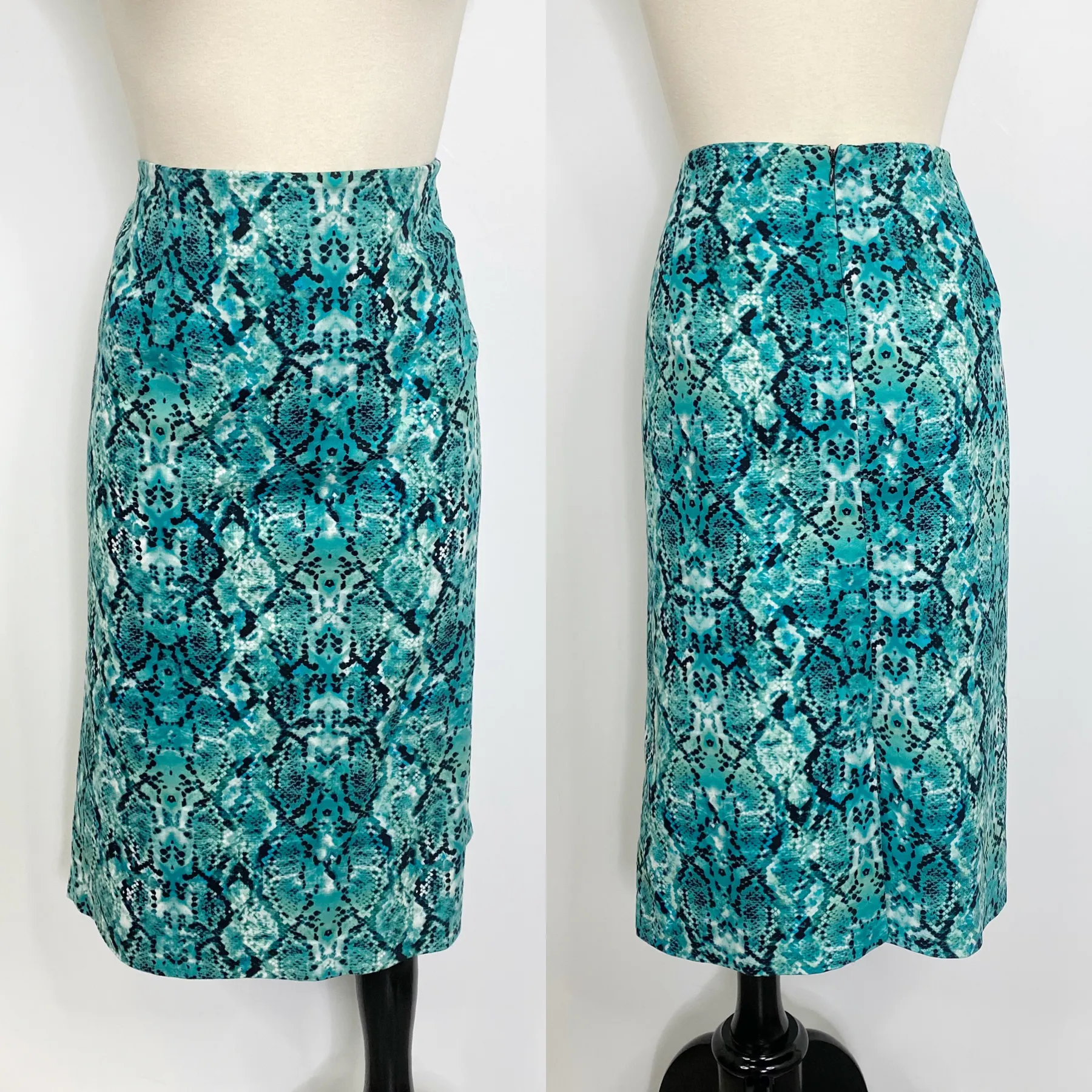Liz Claiborne Teal Snakeskin Print Pencil Skirt