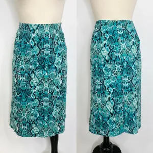 Liz Claiborne Teal Snakeskin Print Pencil Skirt