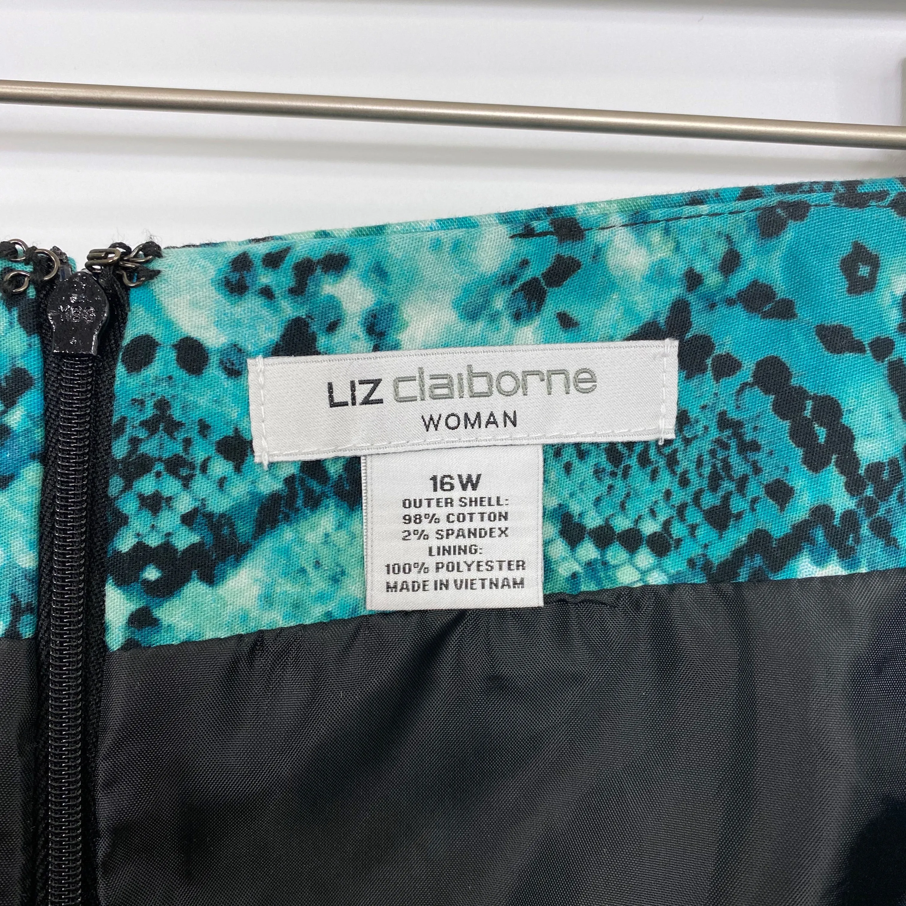 Liz Claiborne Teal Snakeskin Print Pencil Skirt