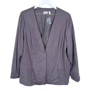 LOGO by Lori Goldstein Womens Gray Nikki Blazer Jacket Stretch NWOT Plus Size 2X