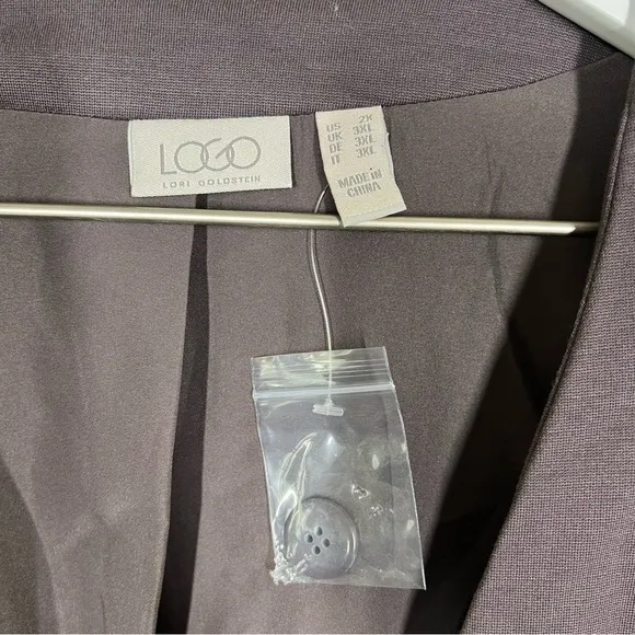 LOGO by Lori Goldstein Womens Gray Nikki Blazer Jacket Stretch NWOT Plus Size 2X