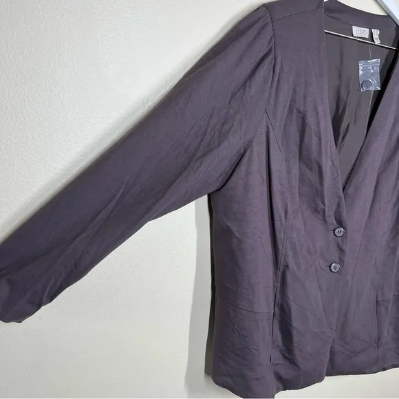 LOGO by Lori Goldstein Womens Gray Nikki Blazer Jacket Stretch NWOT Plus Size 2X