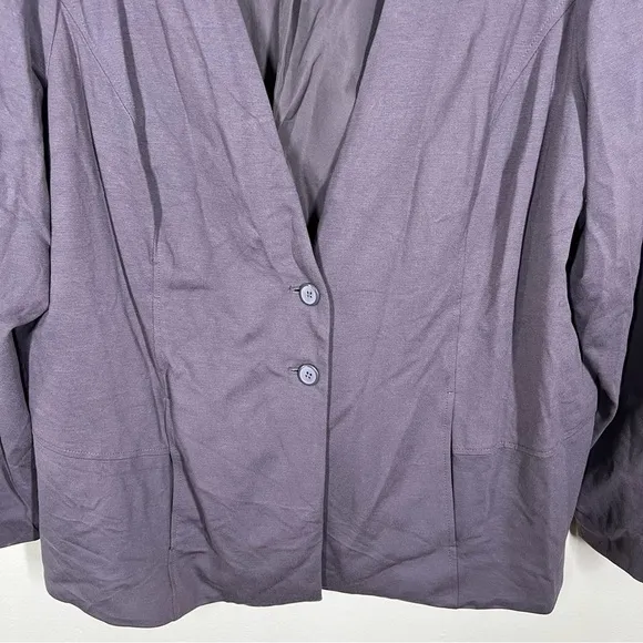 LOGO by Lori Goldstein Womens Gray Nikki Blazer Jacket Stretch NWOT Plus Size 2X