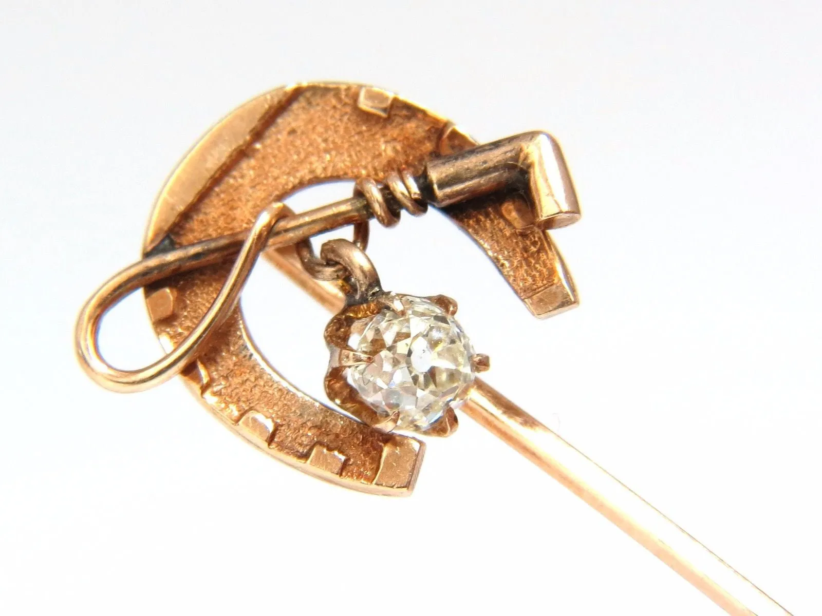 LOT OF (6) ANTIQUE HAT PINS COLLECTOR CLASSIC HORSESHOE JICKEY IRISH CLOVER