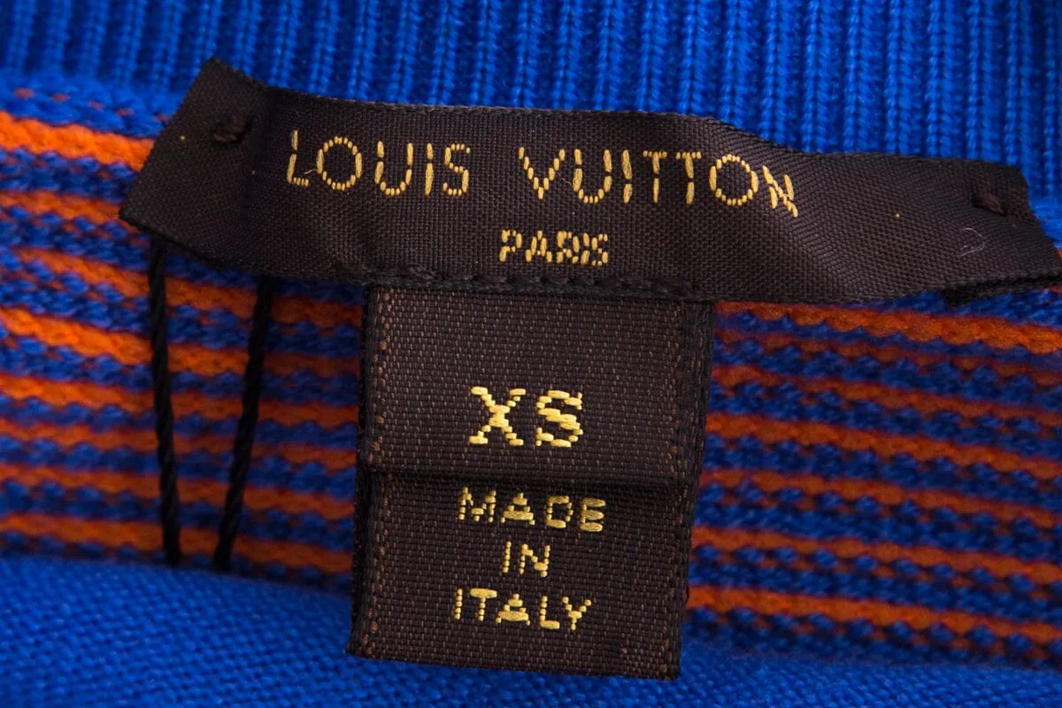 Louis Vuitton Blue & Orange Geometric Knee Length Pencil Skirt SZ XS