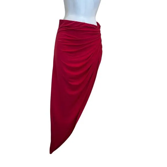 Lovers   Friends Asymmetric Midi Skirt Barbie Pink XS Slit Ruched Jersey $148