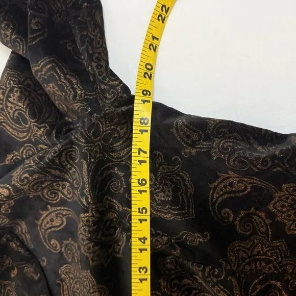LRL Ralph Lauren Velvet Blazer Jacket Womens Sz 8 Black Gold Paisley Baroque