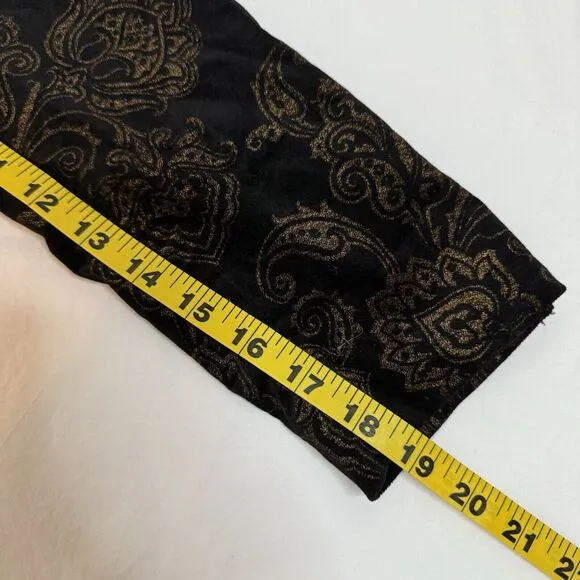 LRL Ralph Lauren Velvet Blazer Jacket Womens Sz 8 Black Gold Paisley Baroque
