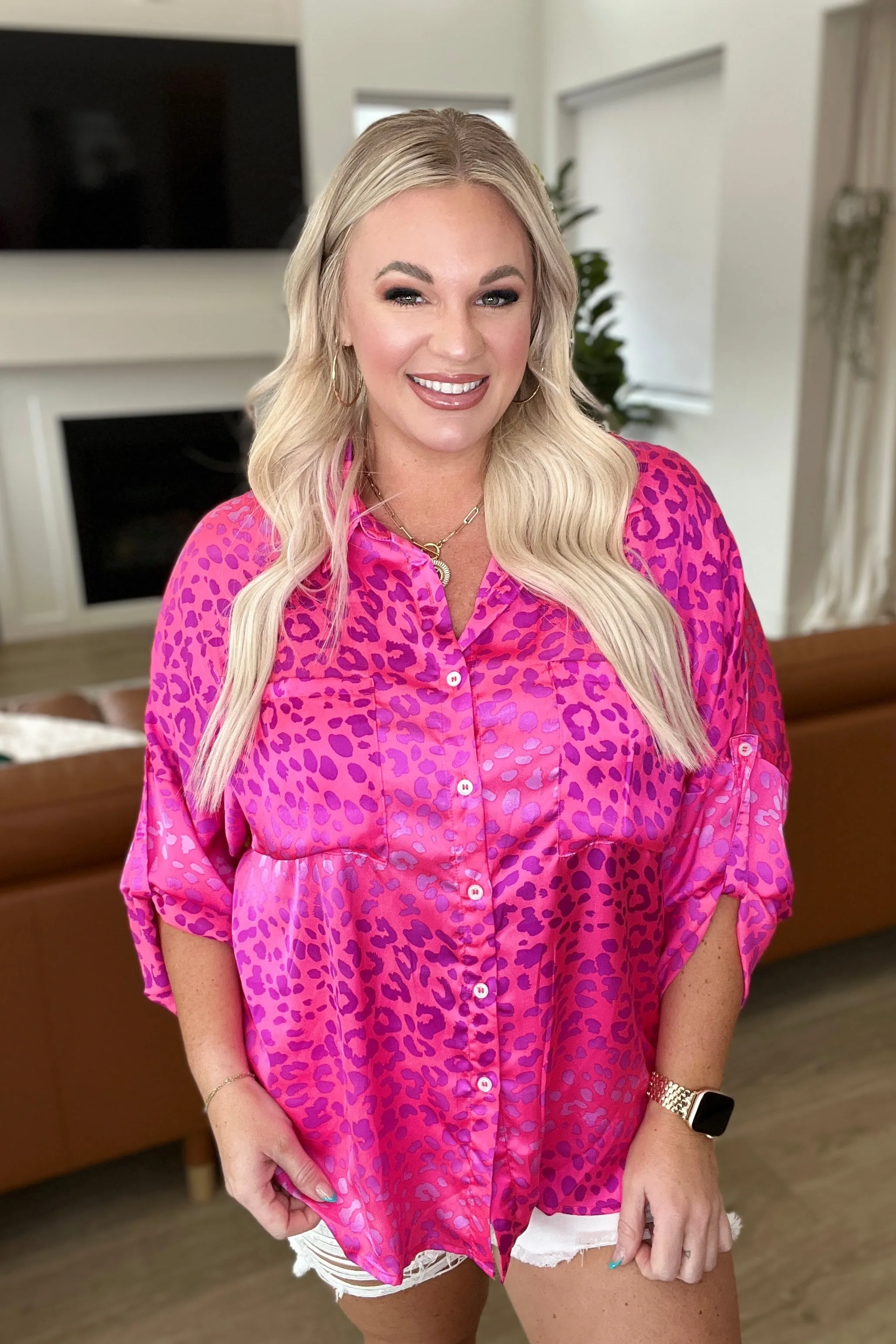 LSAT at Two Button-Up Blouse