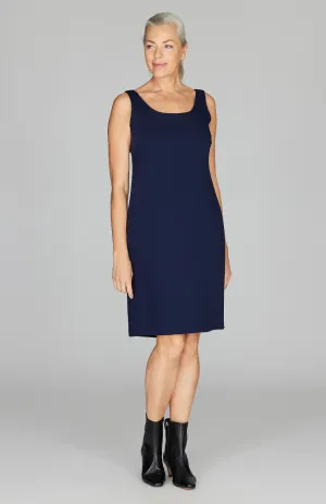 Lustrous Crepe Scoop Neck Sheath Dress