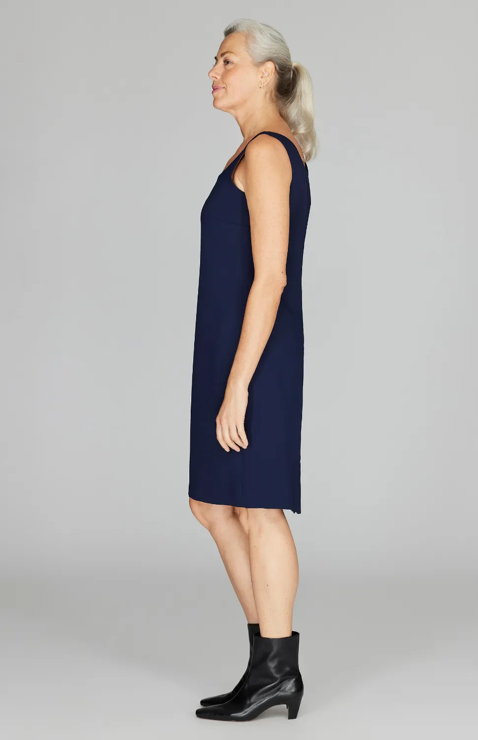 Lustrous Crepe Scoop Neck Sheath Dress