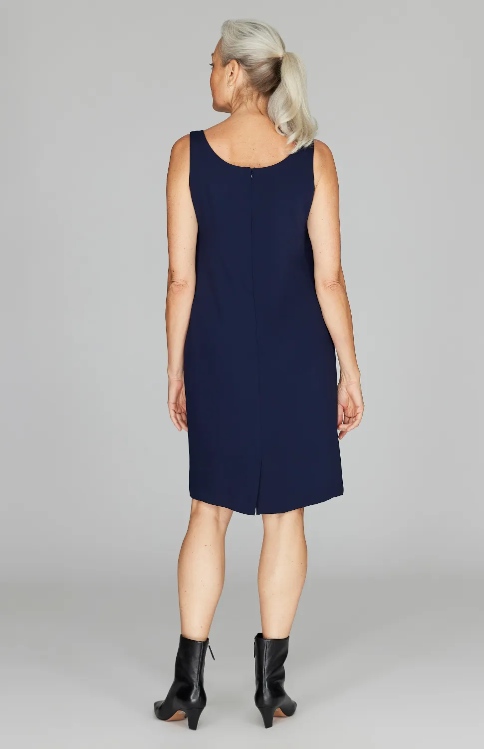 Lustrous Crepe Scoop Neck Sheath Dress