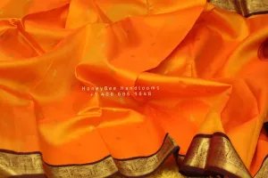 Lyte weight Pattu Sarees online,South Indian Sarees,Pure Silk Sarees,Kanjivaram Saree,kanchi pattu saree,Zari saree,orange saree - NIHIRA