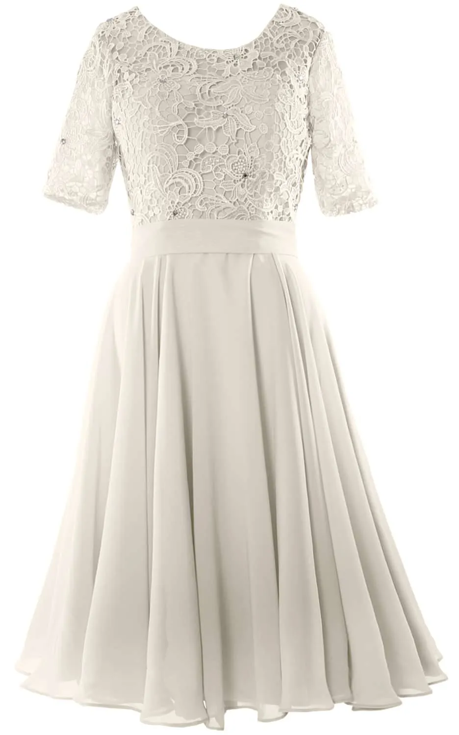 MACloth Women Short Mother Bride Dresses Half Sleeve Wedding Guest Dinner Lace