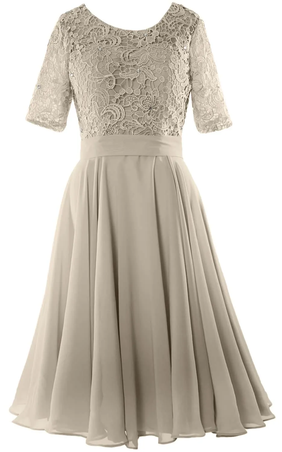 MACloth Women Short Mother Bride Dresses Half Sleeve Wedding Guest Dinner Lace
