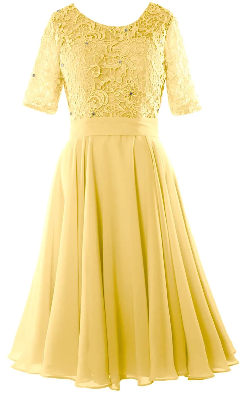 MACloth Women Short Mother Bride Dresses Half Sleeve Wedding Guest Dinner Lace