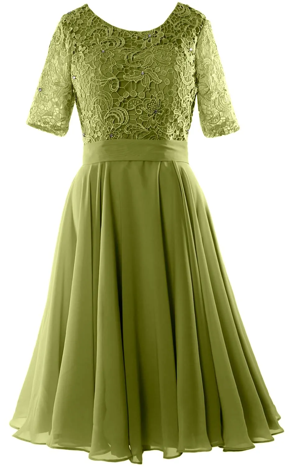 MACloth Women Short Mother Bride Dresses Half Sleeve Wedding Guest Dinner Lace