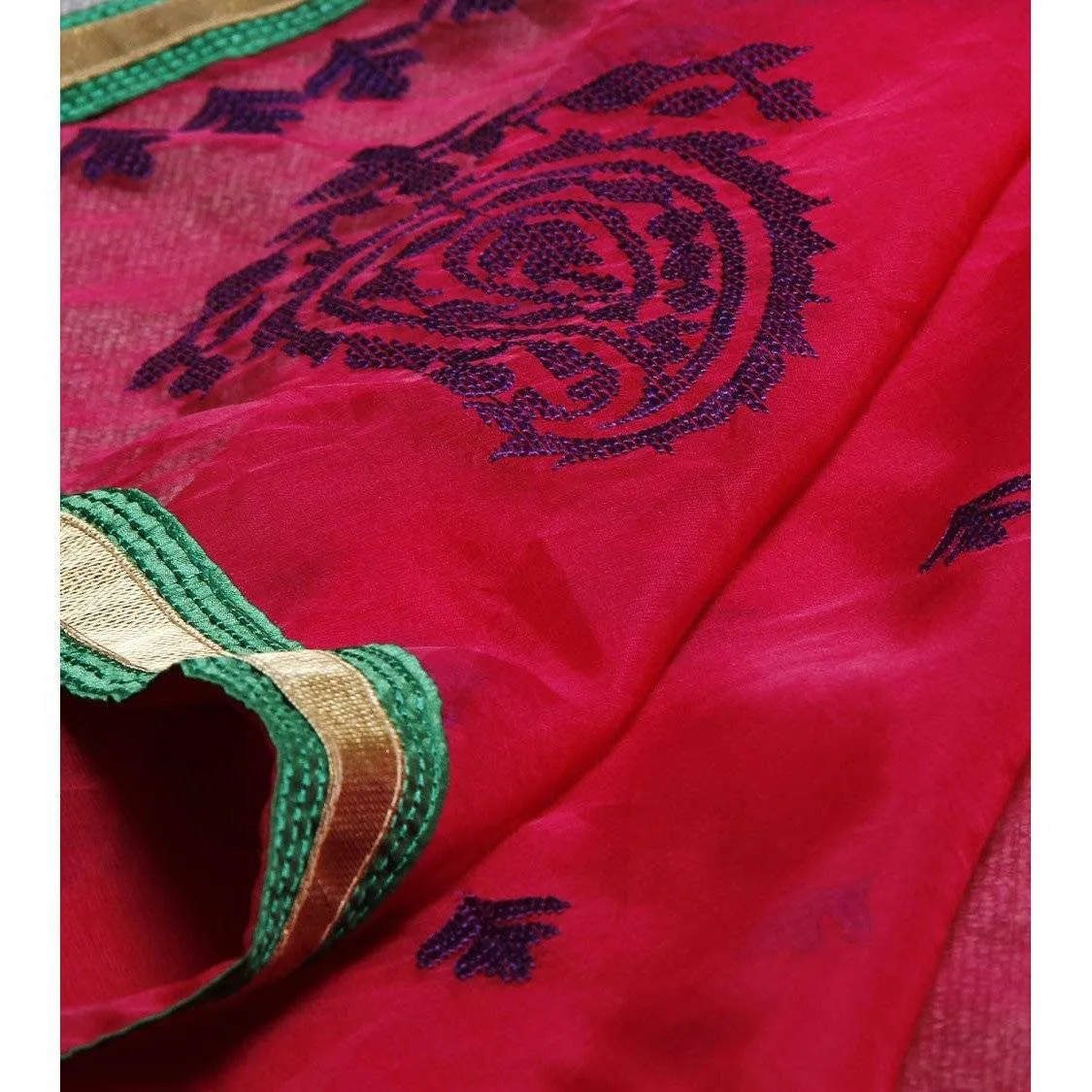 Magenta Kora Silk Saree